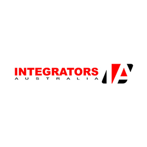 The word Integrator in red block letter with Australia below in black letters