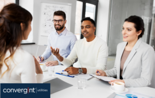 Recruiters having job interview with employee